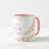 Mug MEILLEUR MOM JAMAIS jolie aquarelle rose floral (Devant droit)