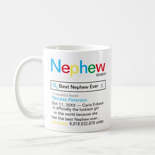Mug Meilleur moteur de recherche Nephew Ever Message d (Gauche)