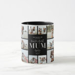 Mug meilleur Mum noir moderne minimum photo collage<br><div class="desc">Mondes plus grand Mum script élégant moderne minimaliste noir personnalisé collage photo simple lignes propres mère jour cadeau mug.</div>
