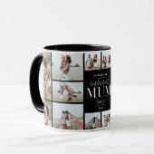 Mug meilleur Mum noir moderne minimum photo collage (Devant gauche)