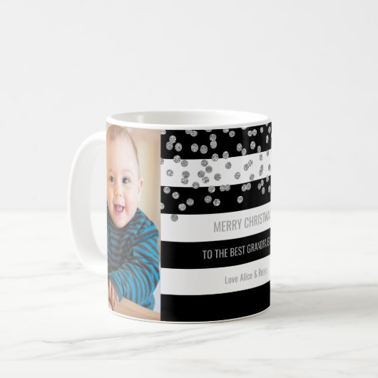 Mug Meilleur Noël de grand-papa de photo argentée (Devant gauche)