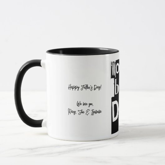 Mug Meilleur nom de papa du monde moderne noir et blan (Gauche)