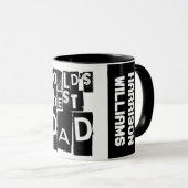 Mug Meilleur nom de papa du monde moderne noir et blan (Devant droit)