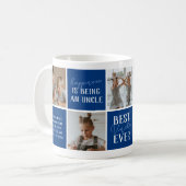 Mug Meilleur Oncle Moderne Collage Photo Bleu (Devant gauche)