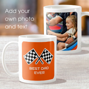 Mug Meilleur papa À damiers Drapeaux Personnalisé Phot
