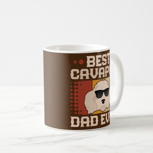 Mug Meilleur papa Cavapoo Jamais Cool Retro Chien Vint (Devant droit)