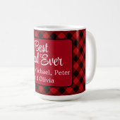 Mug Meilleur papa de Noël classique rouge Plaid Holly (Devant droit)
