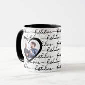 Mug Meilleur Papa de Tous les Temps Script Photo Noir (Devant gauche)