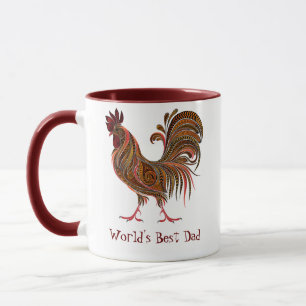 Mug Meilleur papa du monde de poulet de la ferme à coq