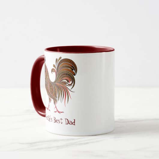 Mug Meilleur papa du monde de poulet de la ferme à coq (Devant gauche)