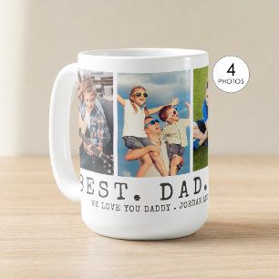 Mug Meilleur Papa du Monde Moderne 4 Photos Personnali