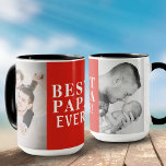 Mug Meilleur Papa Ever 2 Photo Collage Rouge<br><div class="desc">Meilleur Papa Ever 2 Photo Collage Red Mug. Personnalisez la tasse avec vos photos - insérez deux photos en modèle. Typographie moderne blanche et audacieuse Best Papa Ever sur un arrière - plan rouge - vous pouvez modifier n'importe quelle partie du texte si vous le souhaitez. Créez le jour, l'anniversaire...</div>