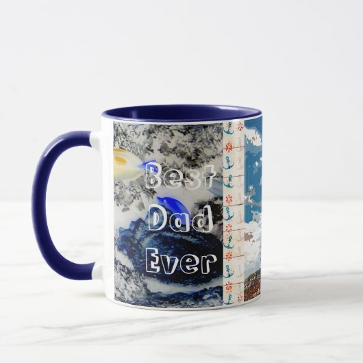 Mug Meilleur papa Ever Blue Ocean Waves Lighthouse (Gauche)
