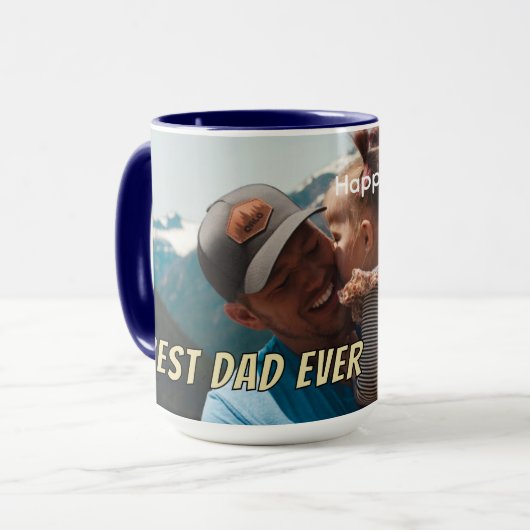 Mug Meilleur Papa Ever Carte Photo Complète Modèle Min (Devant gauche)