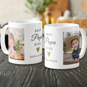 Mug Meilleur Papa Grandkids 2 Cadeau Photo Souvenir