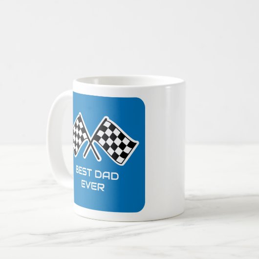 Mug Meilleur papa jamais À damiers drapeaux Photo pers (Devant gauche)