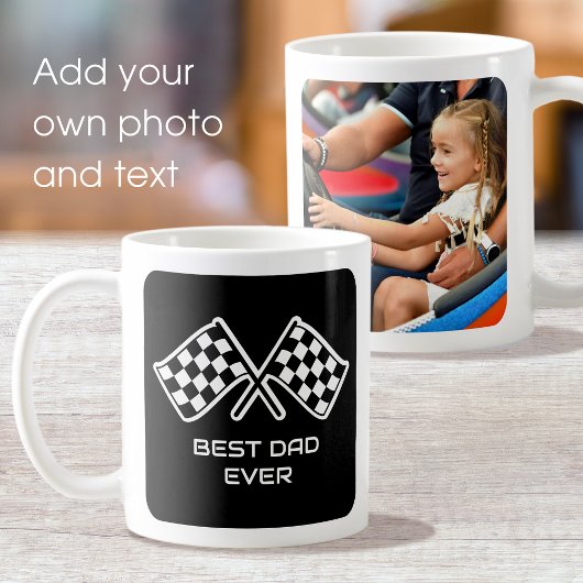 Mug Meilleur papa jamais À damiers drapeaux Photo pers