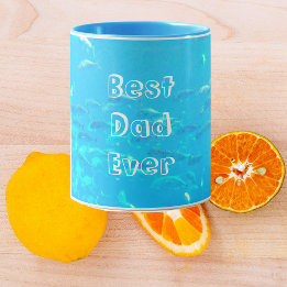 Mug Meilleur Papa Jamais Aqua Blue École de Poissons d