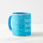 Mug Meilleur Papa Jamais Bleu Aqua École de Poissons d (Devant gauche)