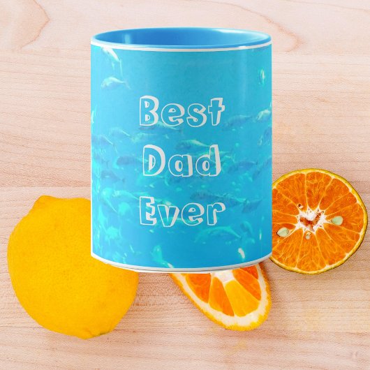 Mug Meilleur Papa Jamais Bleu Aqua École de Poissons d