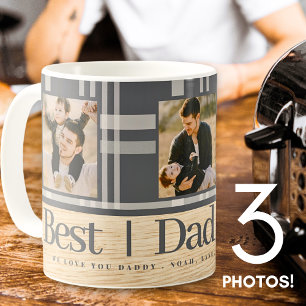 Mug Meilleur papa Jamais Buffalo Plaid Bois Photo Fête