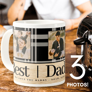 Mug Meilleur papa Jamais Buffalo Plaid Bois Photo Fête