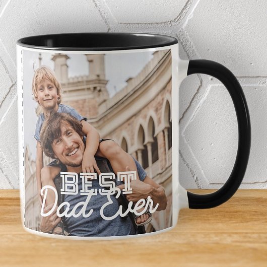 Mug Meilleur Papa Jamais Cool Moderne Stitch Photo per