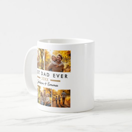 Mug Meilleur papa jamais Fête des pères 5 Photo Collag (Devant gauche)