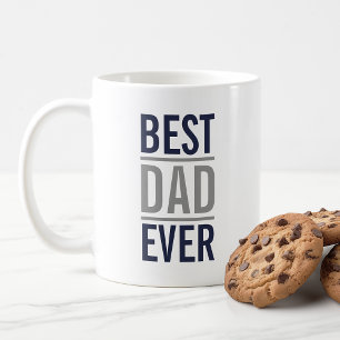 Mug Meilleur papa jamais   Marine moderne bleu et gris
