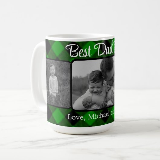 Mug Meilleur papa jamais Noël classique vert Plat (Devant gauche)