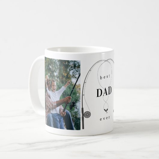 Mug Meilleur Papa Jamais Pêche Bande Photo Musique (Devant gauche)