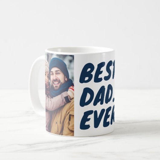 Mug Meilleur. Papa. Jamais. Personnalisé avec 2 photos (Devant gauche)