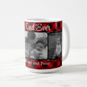 Mug Meilleur papa jamais personnalisé rouge Plaid moti (Devant droit)