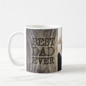 Mug Meilleur papa jamais photo Bois sculpté rustique (Gauche)