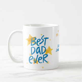 Mug Meilleur Papa Jamais Photo Étoiles Jaunes