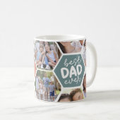 Mug Meilleur papa jamais | Photo Hexagons verts (Devant droit)