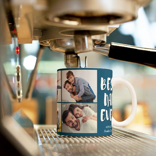 Mug Meilleur papa jamais photo moderne bleu Fête des p