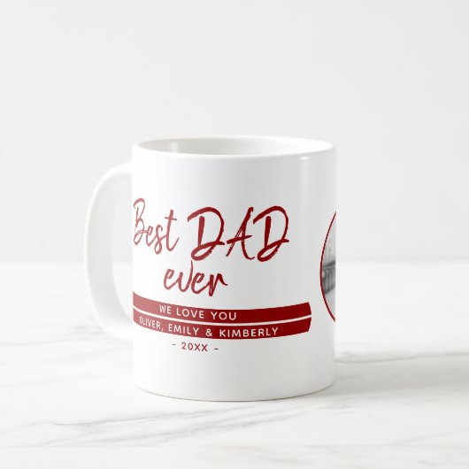 Mug Meilleur papa Jamais Script Rouge moderne Père`Jou (Devant gauche)