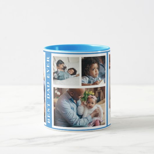 Mug Meilleur papa Jamais simple 5 photo collage blanc  (Centre)