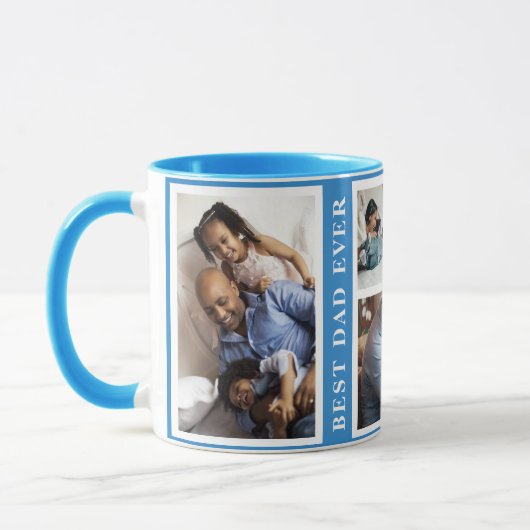 Mug Meilleur papa Jamais simple 5 photo collage blanc  (Gauche)