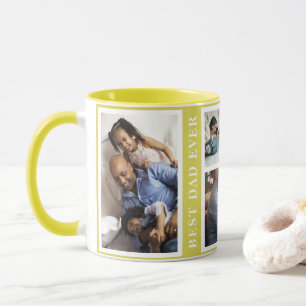 Mug Meilleur papa Jamais simple 5 photo collage jaune