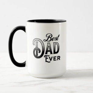 Mug Meilleur papa jamais   Texte Vintage noir et blanc