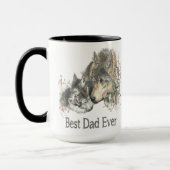 Mug Meilleur papa jamais Wolf Aquarelle Animal Ar (Gauche)