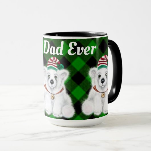 Mug Meilleur papa Jour de vacances Ours polaire vert p (Devant droit)