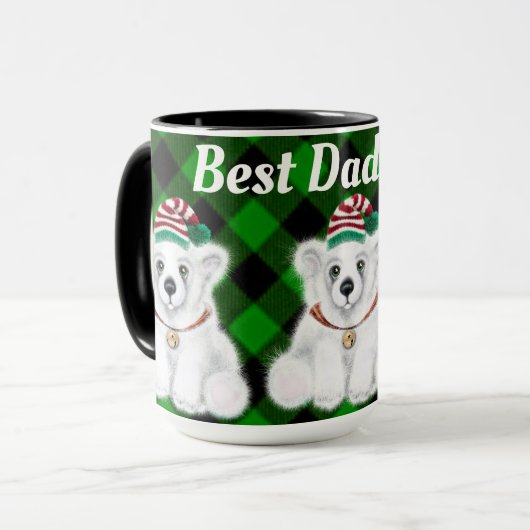 Mug Meilleur papa Jour de vacances Ours polaire vert p (Devant gauche)
