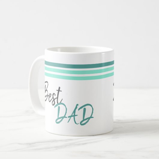 Mug Meilleur papa Moderne Turquoise Script Fête des Pè (Devant gauche)