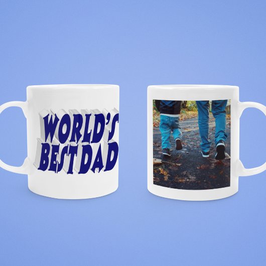 Mug Meilleur papa photo bleu foncé 3d texte