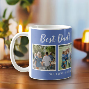 Mug Meilleur papa ! Photos Collage Message bleu