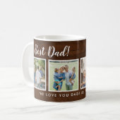 Mug Meilleur papa ! Photos Collage Message Bois foncé (Devant gauche)
