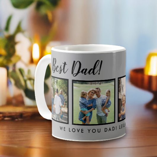 Mug Meilleur papa ! Photos Collage Message gris clair